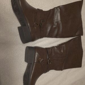 7.5 Wide-Calf Cognac Knee-High Boots
